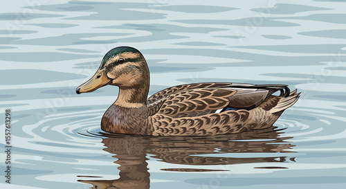 Mallard duck swimming on calm water