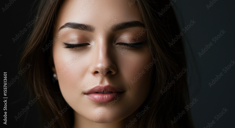 Closeup of serene woman with eyes closed Closeup of serene woman with eyes closed