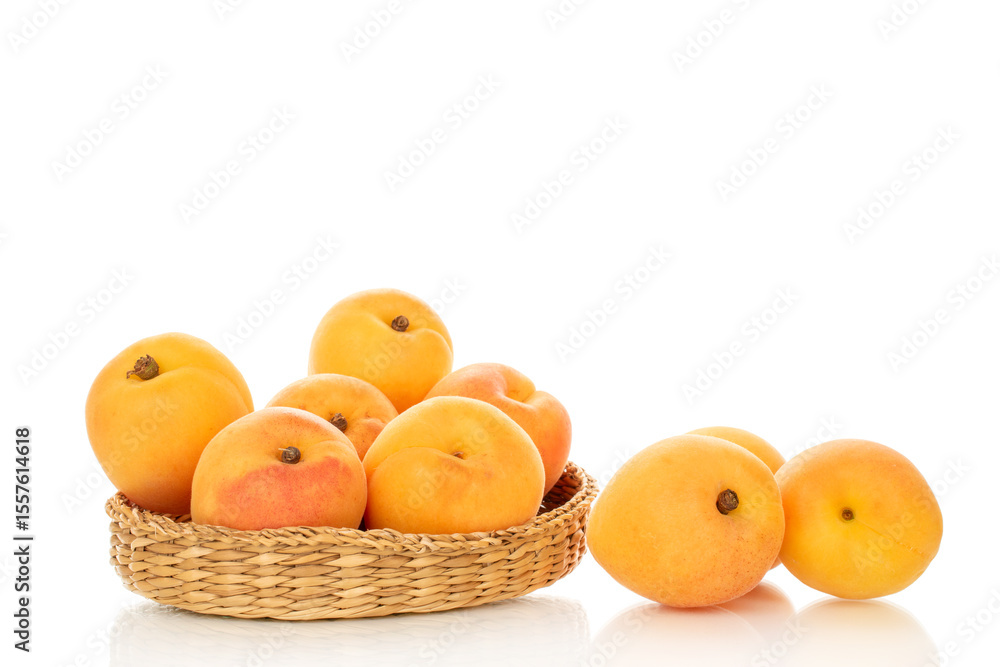 Sweet organic apricots isolated on white background, close-up. Sweet organic apricots isolated on white background, close-up.