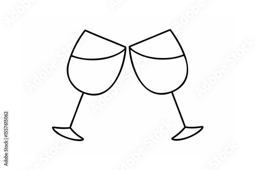 Two wine glasses clinking together celebration toast
