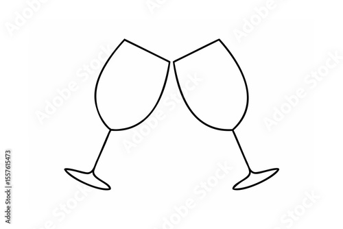 Two wine glasses clinking together celebration toast