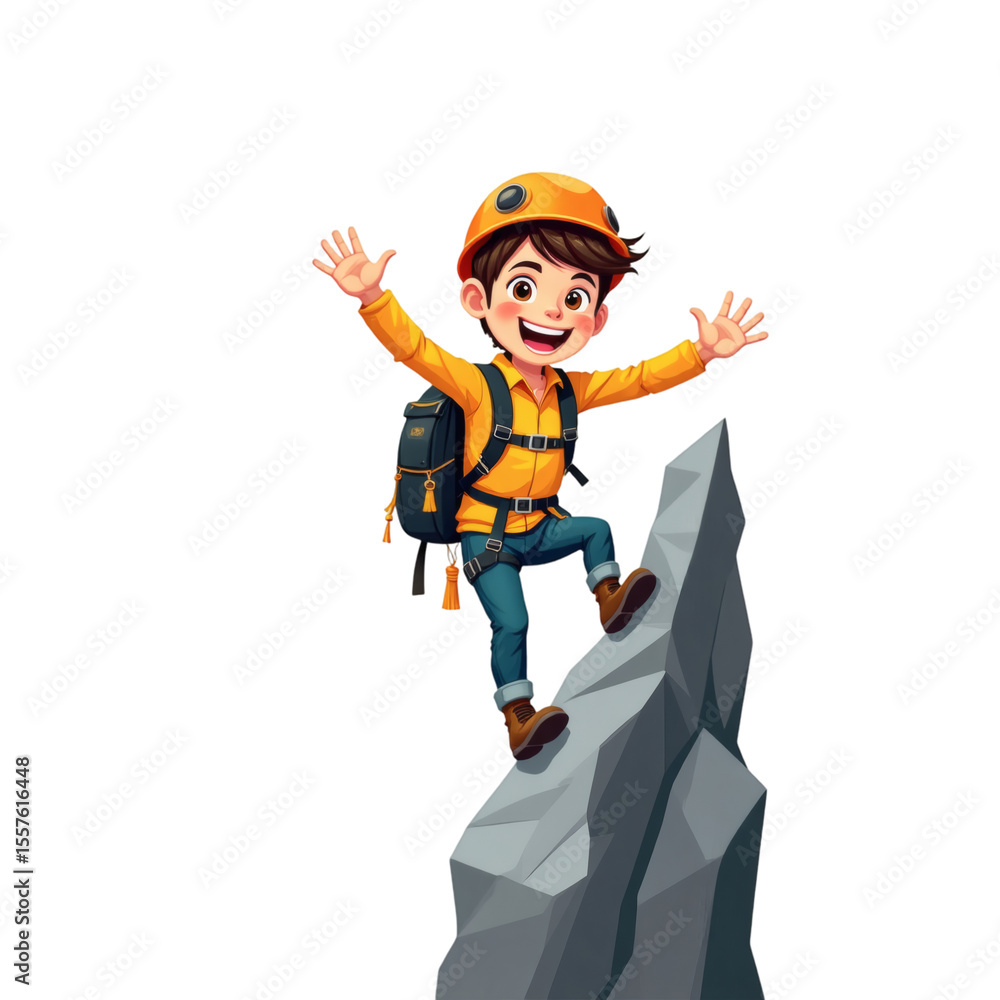 Cartoon Tourist Reaching New Summits Cartoon Tourist Reaching New Summits