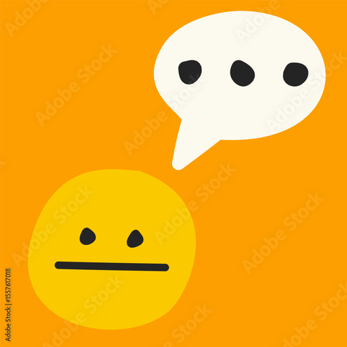 Ellipsis speech bubble and neutral emotion face icon