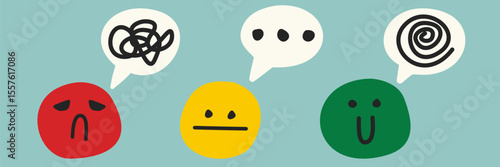 Emotional faces and speech bubbles for mental health design
