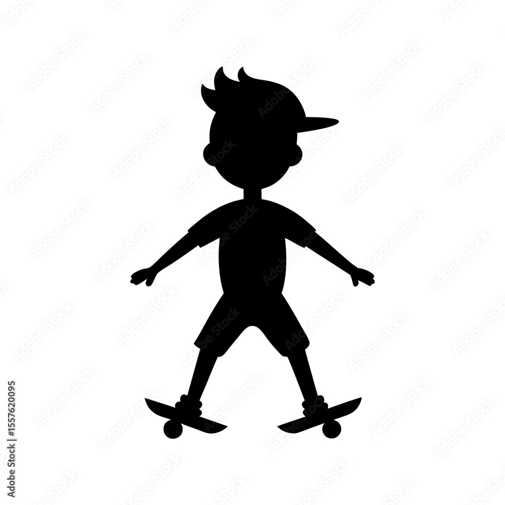 Fototapeta premium Skater boy silhouette vector artwork for street style and motion art with white background