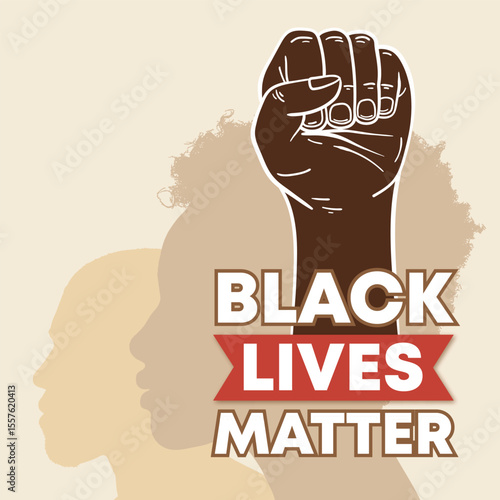Black Lives Matter: Powerful graphic that champions equality and social justice, featuring the iconic clenched fist and silhouettes of people standing in solidarity.