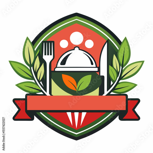 Cook, chef preparing a dish, logo design. Food, meal, restaurant and catering, vector design and illustration