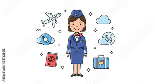 Attentive Flight Attendant Offering Exceptional Travel Experience and World Exploration