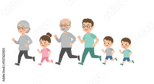 Diverse groups of people, including business teams, young friends, and happy families with children, smiling together in fun, vibrant cartoon illustrations