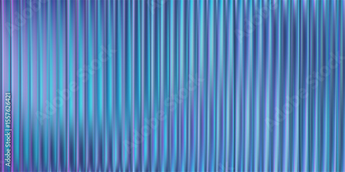 3d transparent glass background with holographic texture and dark blue gradient. Abstract ribbed panel with prism reflection for futuristic window design. Liquid wave effect with neon refraction.