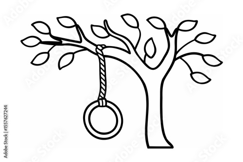 Tree with rope and circle swing branches