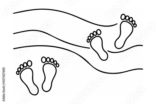 Bare feet on wavy lines toes soles