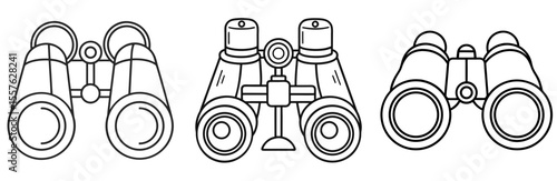 Binocular Coloring Book Page - Line Art Outline Illustration