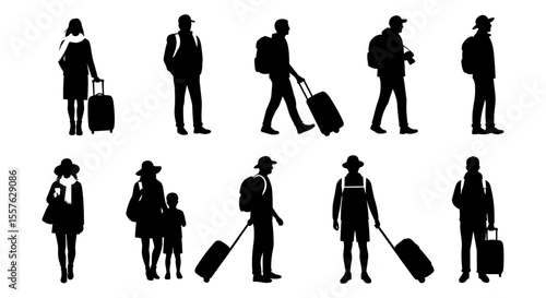 silhouette vectors of travelers