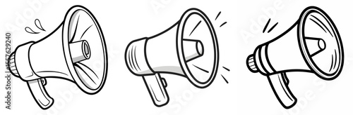 Megaphone Icon - Outline, Minimalist, Line Art Communication Symbol