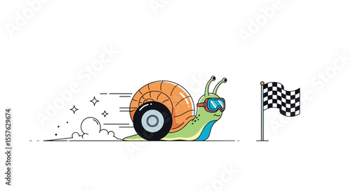 Fast Snail Racing Towards the Finish Line with Speed and Determination