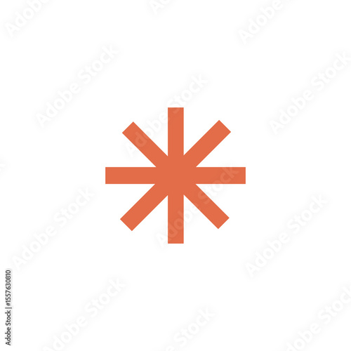 Orange geometric asterisk icon isolated on white background vector illustration