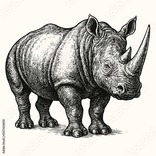 rhino on white background