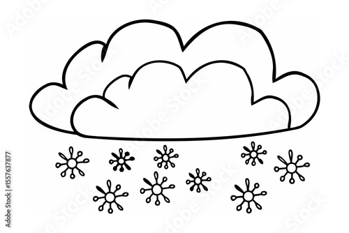 Cloud with falling snowflakes winter weather