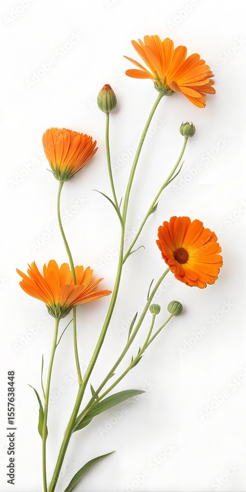 Fototapeta premium Orange calendula flowers and buds orange flowers daisy family