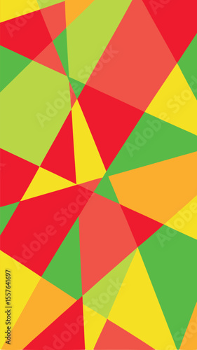Colorful abstract geometric pattern with transparent overlapping shapes on a white background