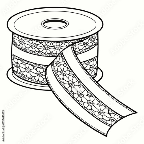 Ornate lace ribbon roll with floral pattern craft supply sewing material