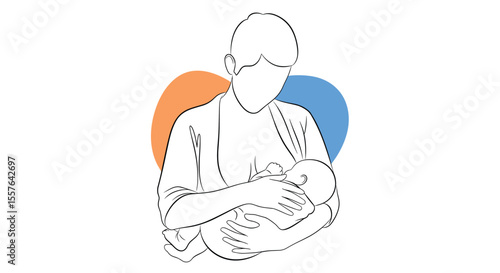 Mother nursing baby with love gentle touch and care for infant health and bonding
