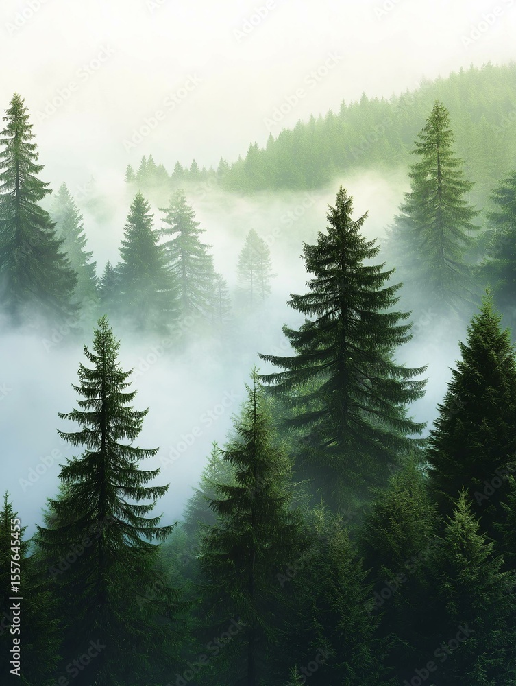 Landscape photograph of a dense forest. the trees are tall and coniferous, with a thick canopy of green needles. Landscape photograph of a dense forest. the trees are tall and coniferous, with a thick canopy of green needles.