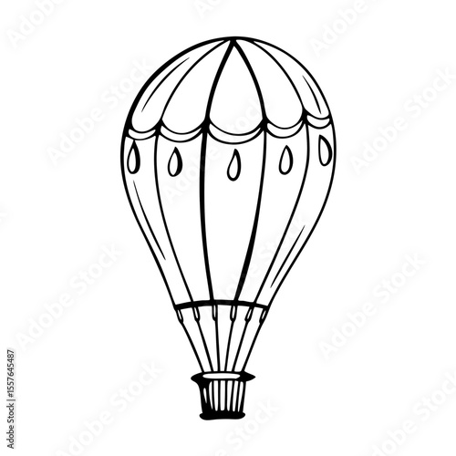 Hot Air Balloon Vector Illustration Hand Drawn Line Art Design