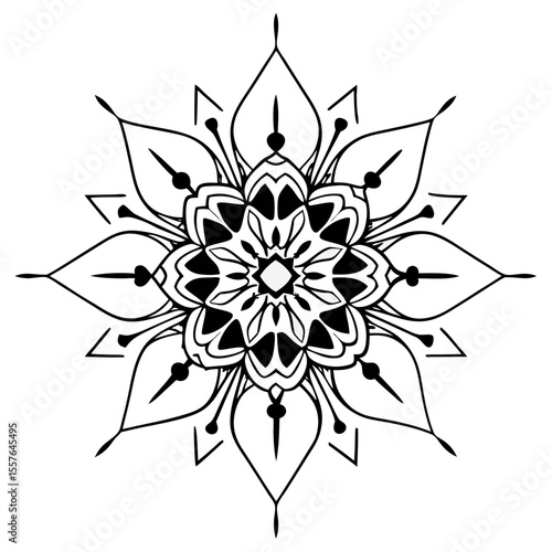 Black and White Mandala Flower Graphic Vector Illustration