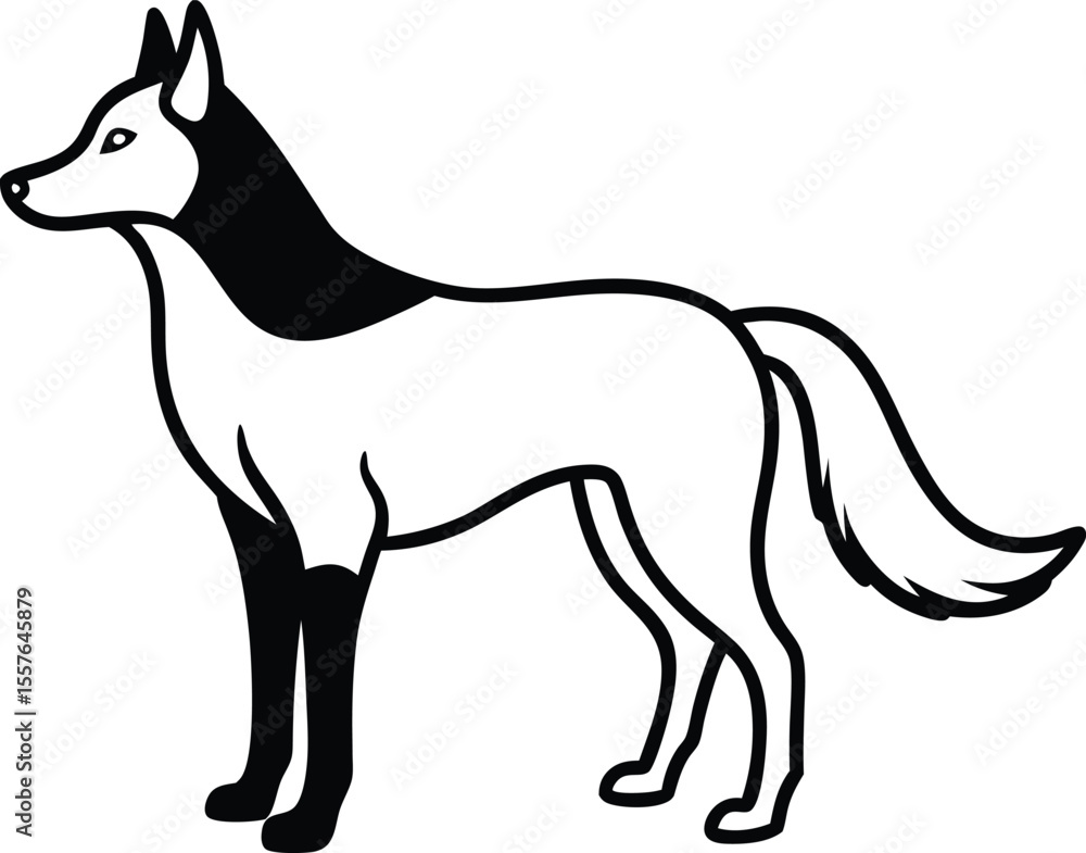 Fototapeta premium standing wolf outline silhouette wild animal nature spirit vector