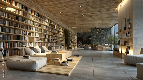 Modern Library Interior with Cozy Seating Area