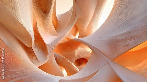 Obraz Abstract Peach Swirls: 3D Rendered Architectural Design