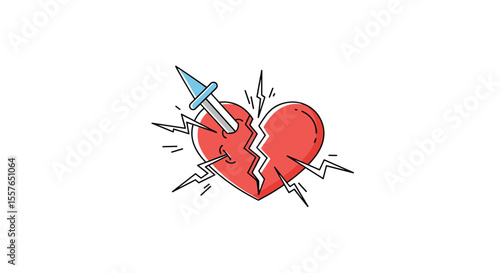 Illustrating Emotional Distress and Heartbreak Symbolizing Painful Experiences Through Broken Heart Icon