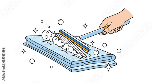 Cleaning and Refreshing Fabric Surfaces with a Bristled Brush and Soapy Water for a Sparkling Appearance