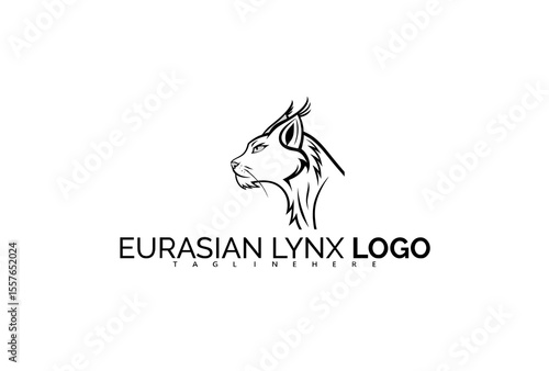Bold Eurasian Lynx Logo Design in Chiseled Rock Texture Style. Ideal for Rugged Outdoor Products, Hiking Clubs, and Nature Adventure Branding Concepts.

