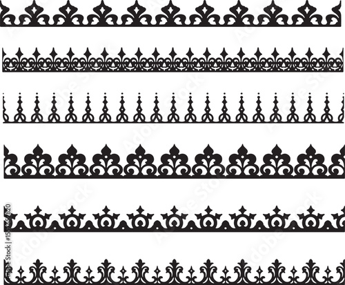 Ornate Black Decorative Borders Collection with Vintage Flourishes and Elegant Patterns