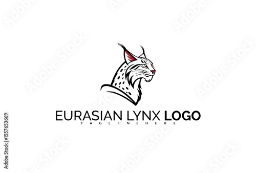 Powerful Eurasian Lynx Logo Design in Diagonal Wildcat Leap Pose. Great for Hiking Shoe Logos, Nature Sport Branding, and Forest Movement Visual Identity.

