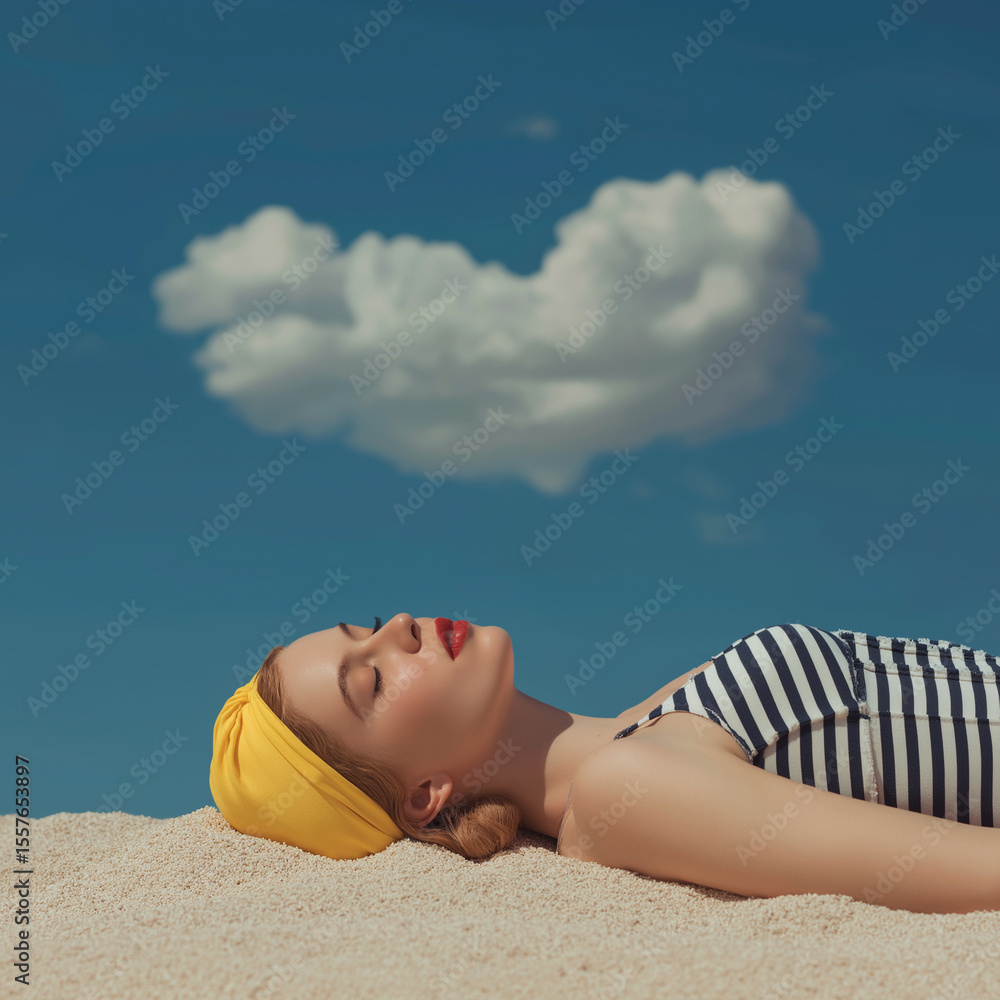Fototapeta premium young woman lying on the beach