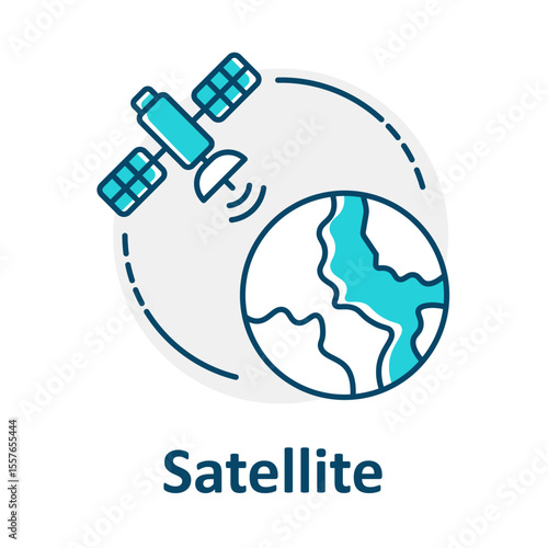 Satellite Signal Tracking, Earth Orbit Communication, Global Navigation Satellite, Space Map Icon, GPS Network Symbol, Satellite Locator, Earth Signal Vector