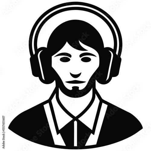 music producer with headphones  vector icon