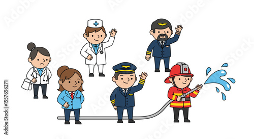 Diverse Professionals Showcase Various Occupations and Career Paths