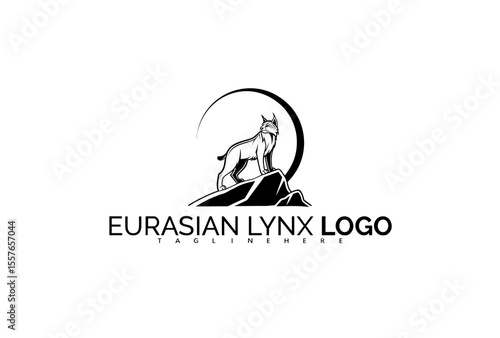 Bold Eurasian Lynx Logo Design in Dynamic Attack Pose. Great for Branding in Competitive Sports, Adventure Challenges, and High-Stakes Outdoor Gear Logos.

