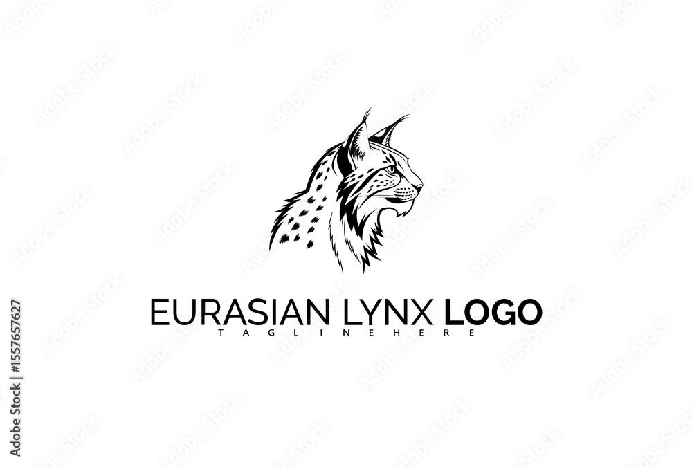 Fototapeta premium Powerful Eurasian Lynx Logo Design for an Outdoor Lifestyle Brand. With a Bold Wildcat Illustration, Ideal for Brand Identity Focused on Nature, Power, and Freedom.