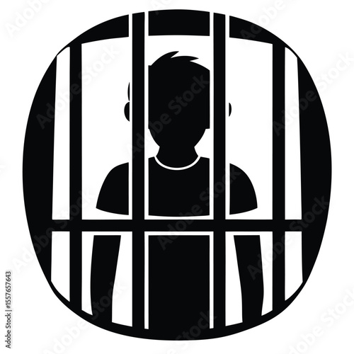 person behind prison bars  vector icon