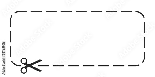 Coupon border, line contour with scissors, coupon frame for cutting