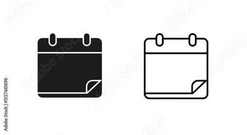 Illustration of two calendar icons, one filled in black and one in outline style