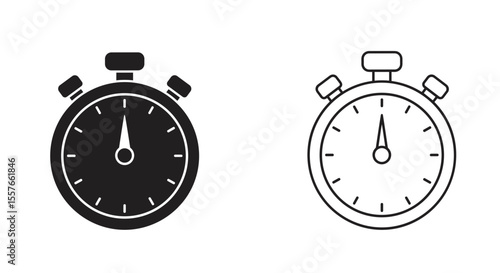Illustration of two stopwatch icons, one filled and one outlined, on a white background