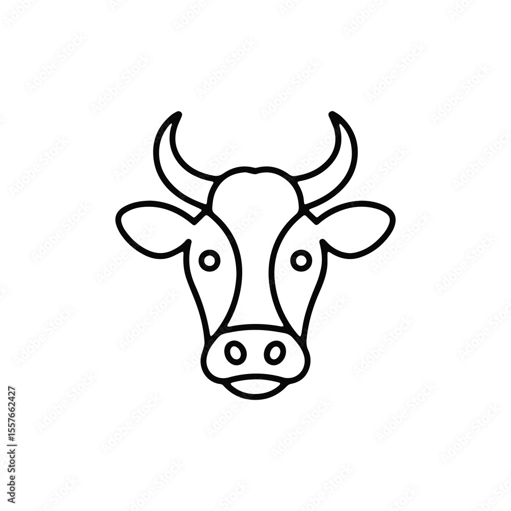 A cow head with horns icon vector A cow head with horns icon vector