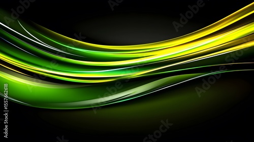 Abstract Green Yellow Dynamic Waves Flowing Design